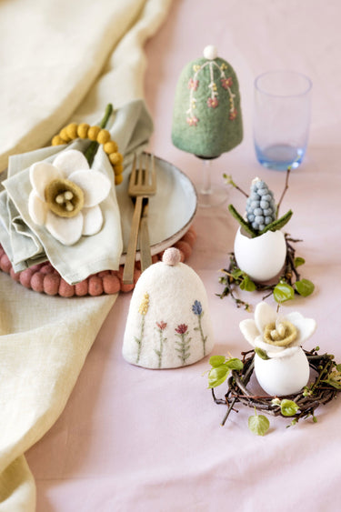 Napkin Ring Feltballs - Ochre - Set van 2