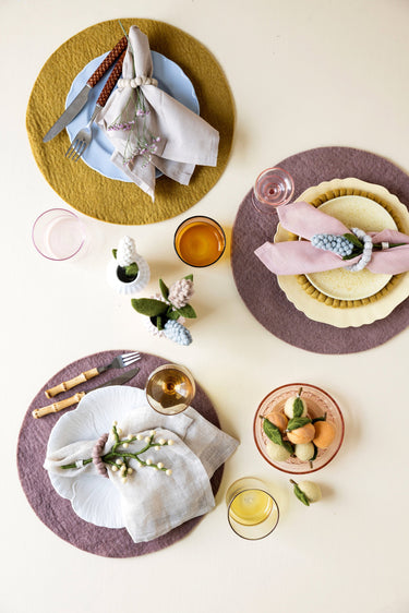 Napkin Ring Feltballs - Natural Grey - Set van 2
