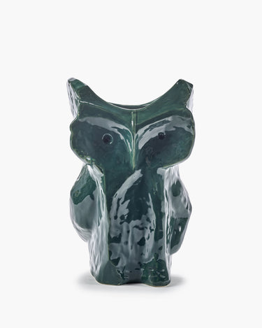 Owl Vase L Dark Green After Midnight