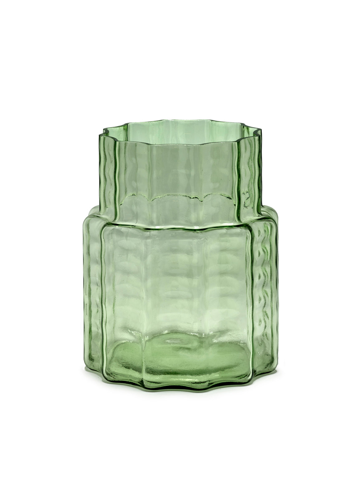 Vase N°4 Green Transparent Waves