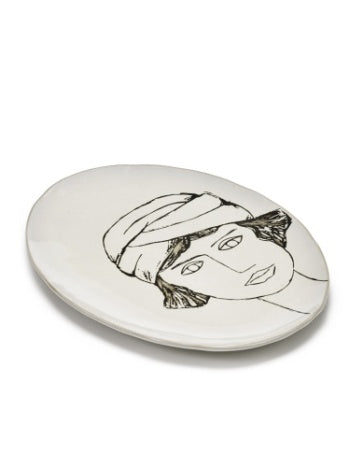 Oval Plate Off White - Black La Mère